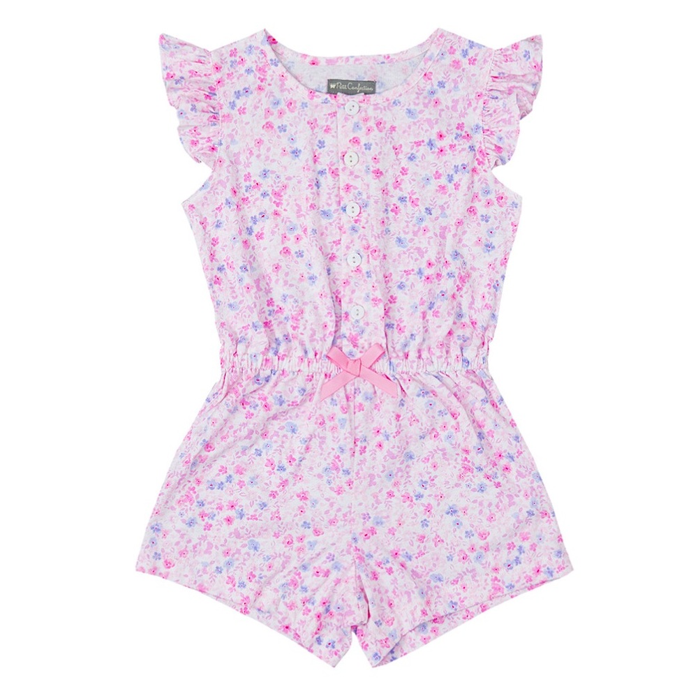 Petit Confection Pink Floral Ruffle Romper 4T